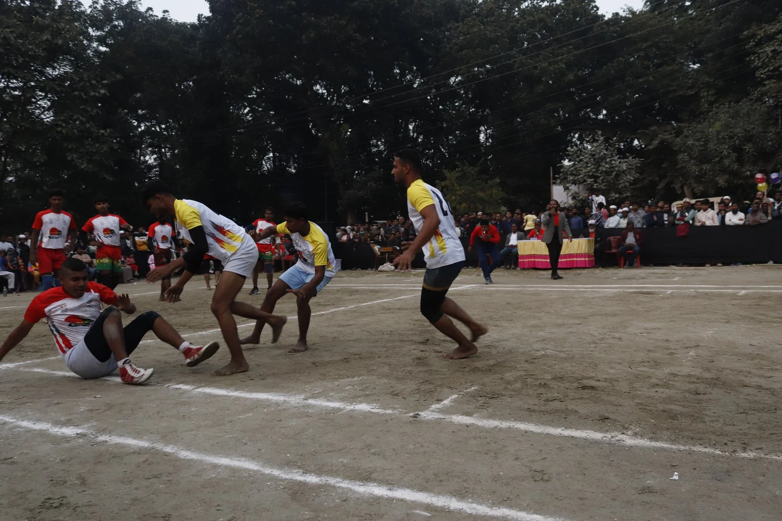 Kabaddi players in action