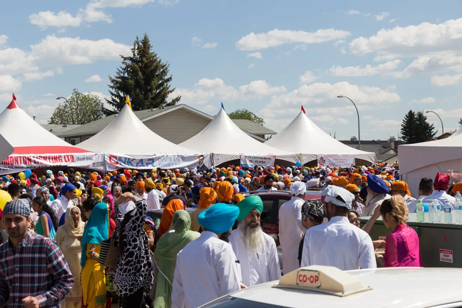 Devotees at a Vaisakhi Nagar Kirtan parade