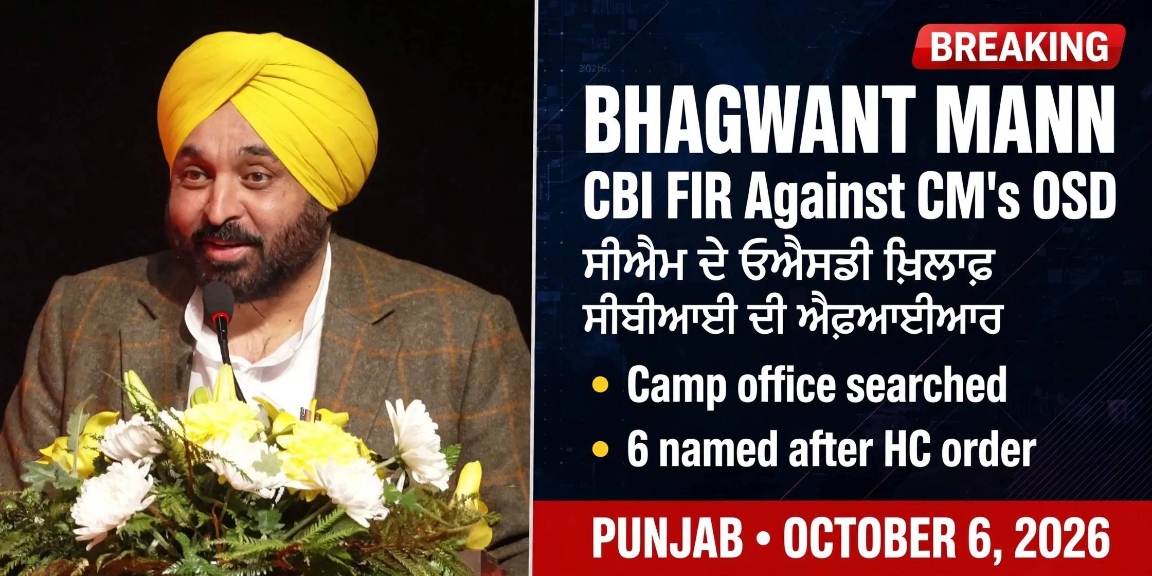 AI-generated editorial design for Jugti, incorporating original photograph of Bhagwant Mann by News18 Punjab (CC BY 3.0)