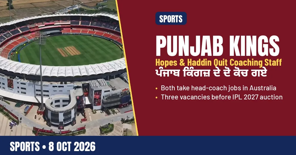 Breaking-news poster: Punjab Kings lose coaches Hopes and Haddin ahead of IPL 2027