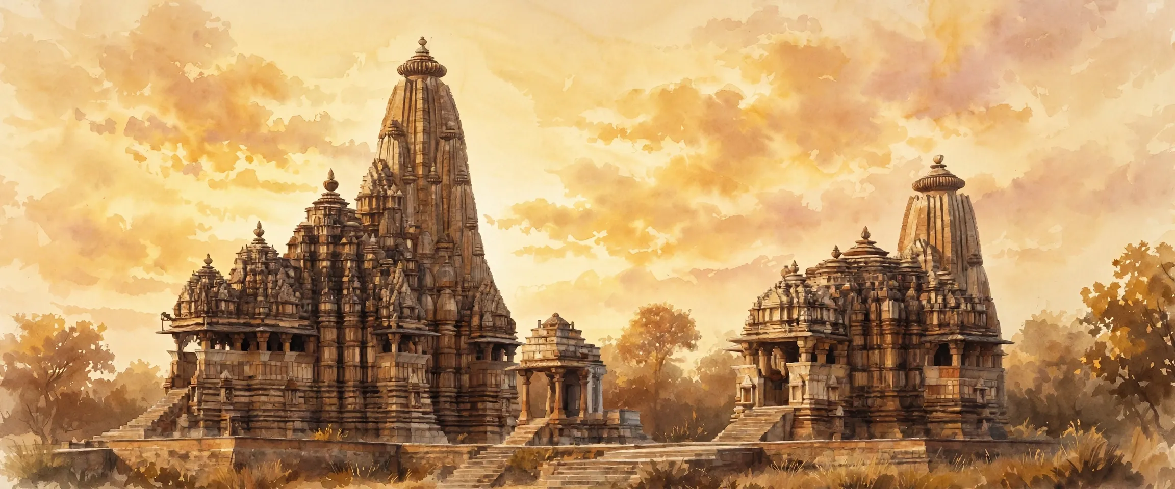 AI-generated editorial design for Jugti, incorporating original photograph of the Kandariya Mahadeva Temple at Khajuraho by StonesThatRemember (CC BY-SA)
