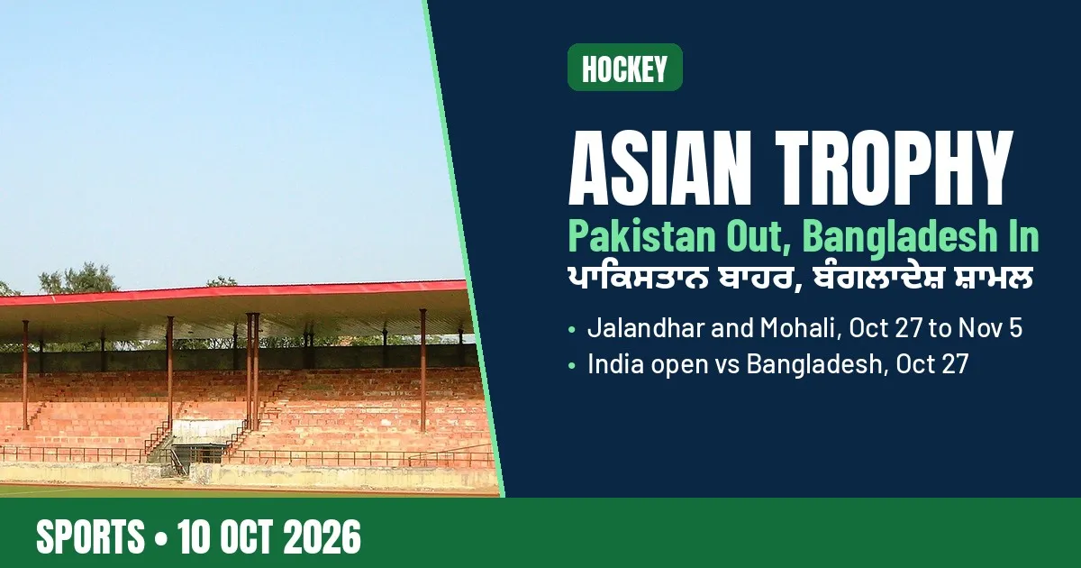 Breaking-news poster: Pakistan out, Bangladesh in for Asian Champions Trophy in Punjab