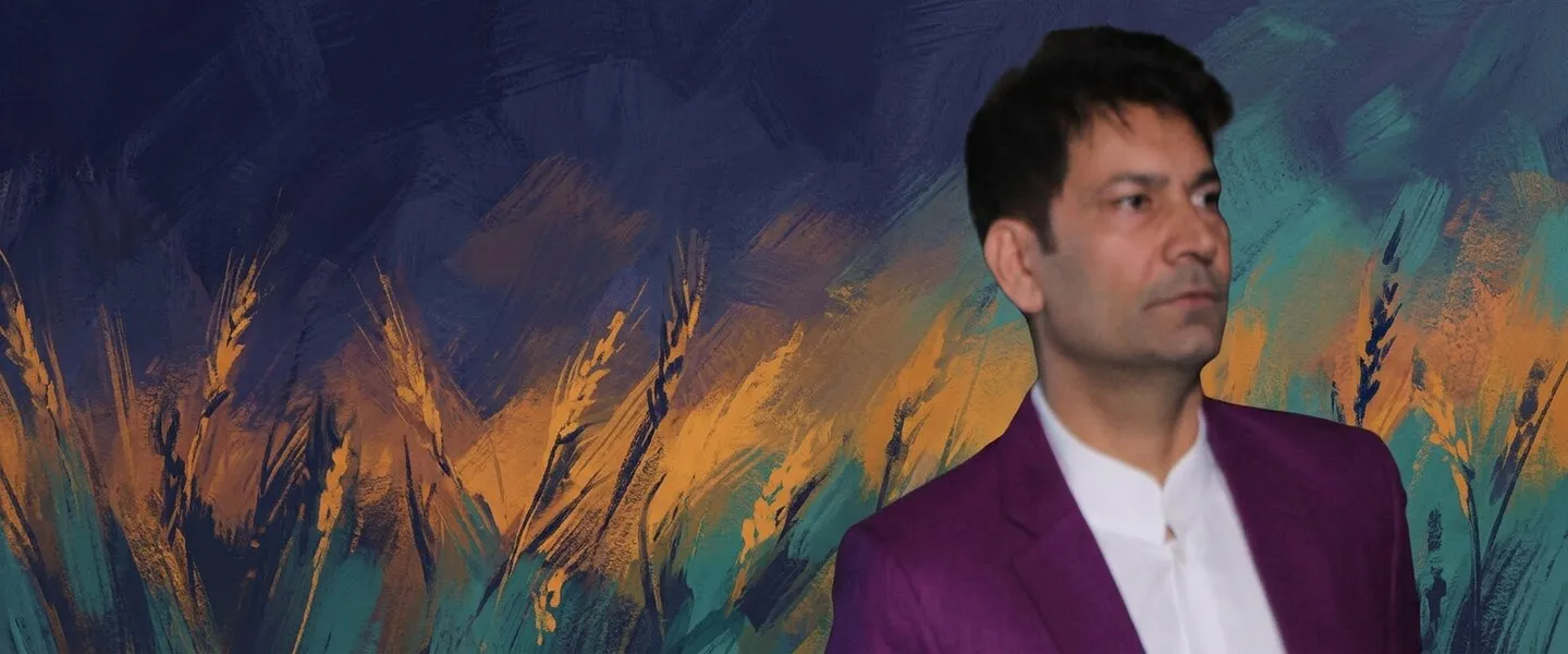 AI-generated editorial design for Jugti, incorporating original photograph of Jasbir Jassi by Laura Lee Dooley (CC BY 2.0)