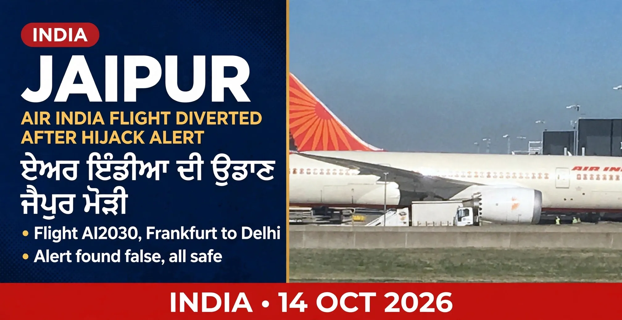 AI-generated editorial design for Jugti, incorporating original photograph of an Air India Boeing 787-9 by Steve Knight (CC BY 2.0)