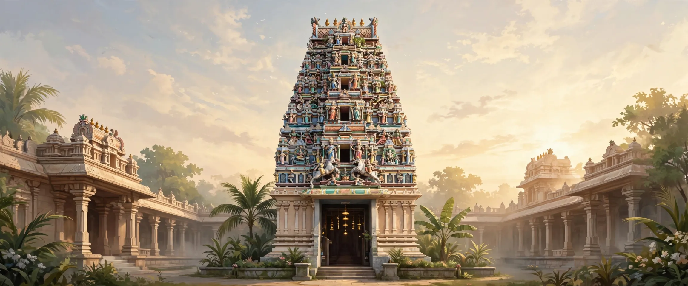 AI-generated editorial design for Jugti, incorporating original photograph of Sri Maha Mariamman Temple, Kuala Lumpur by Chainwit. (CC BY-SA 4.0)
