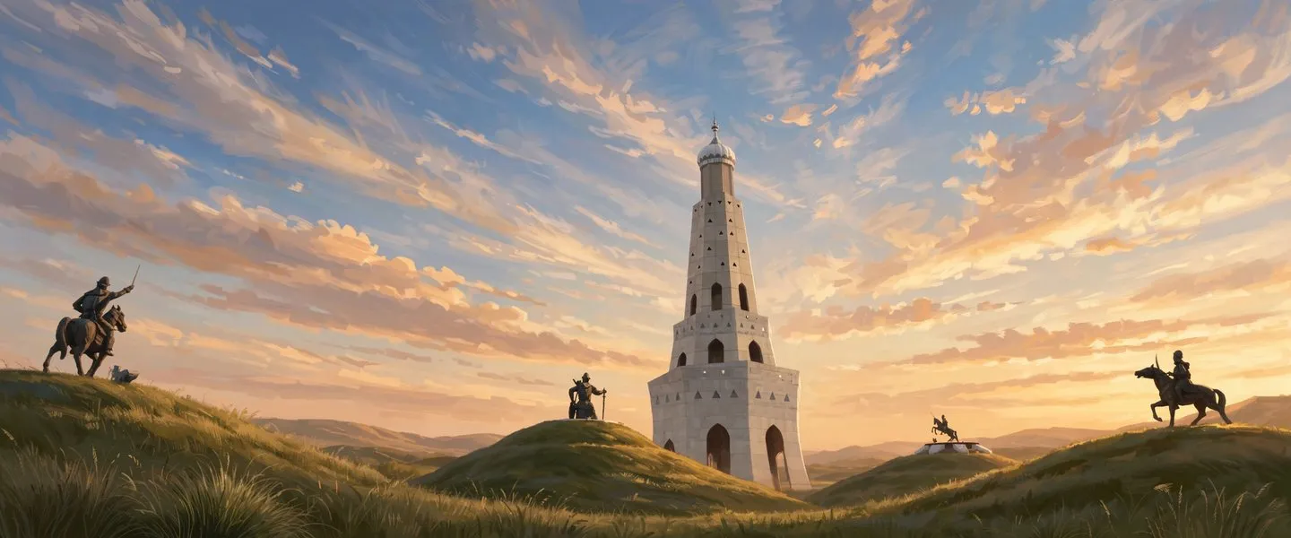 Fateh Burj, the victory tower at Chappar Chiri in SAS Nagar district, at sunset