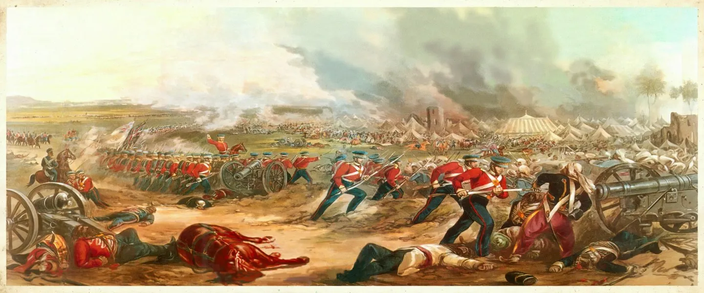 The Battle of Ferozeshah, 1845, artwork by Henry Martens (public domain)