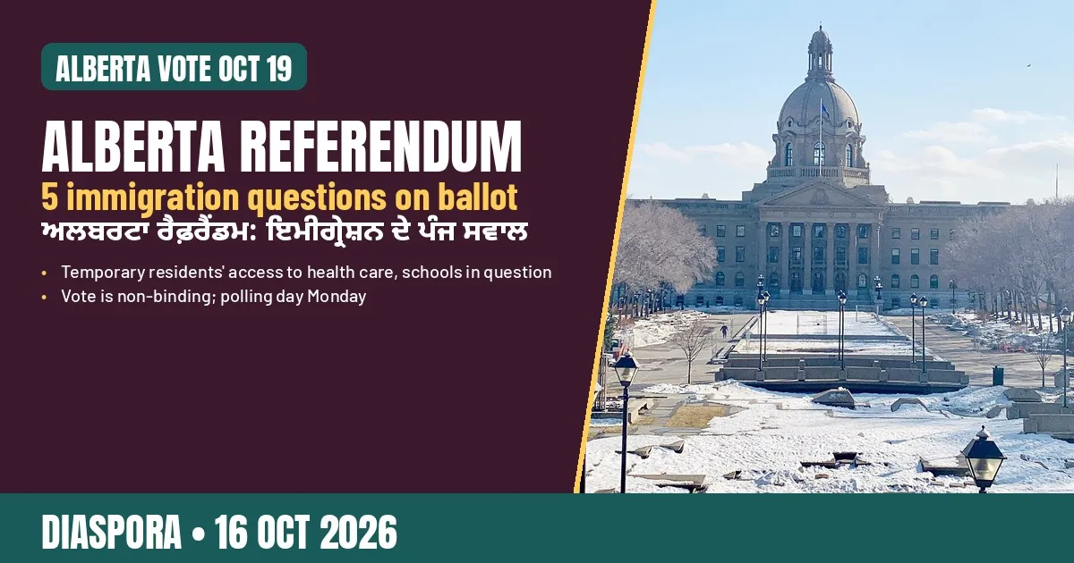 Breaking-news poster: Alberta referendum on October 19 puts immigration questions on the ballot