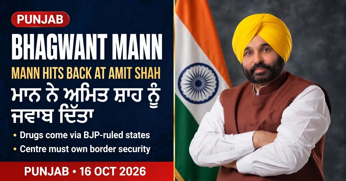 AI-generated editorial design for Jugti, incorporating original photograph of Bhagwant Mann by Gurvinder Singh brar GSB (CC BY-SA 4.0)