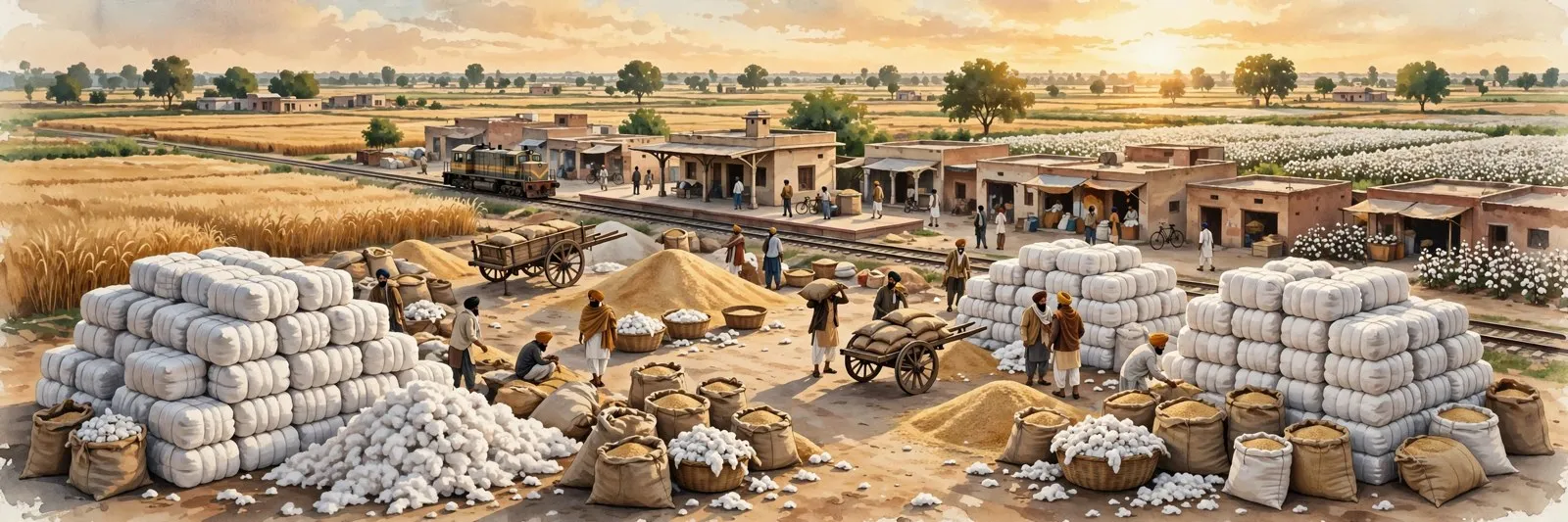 Kot Kapura cotton market and station, illustration