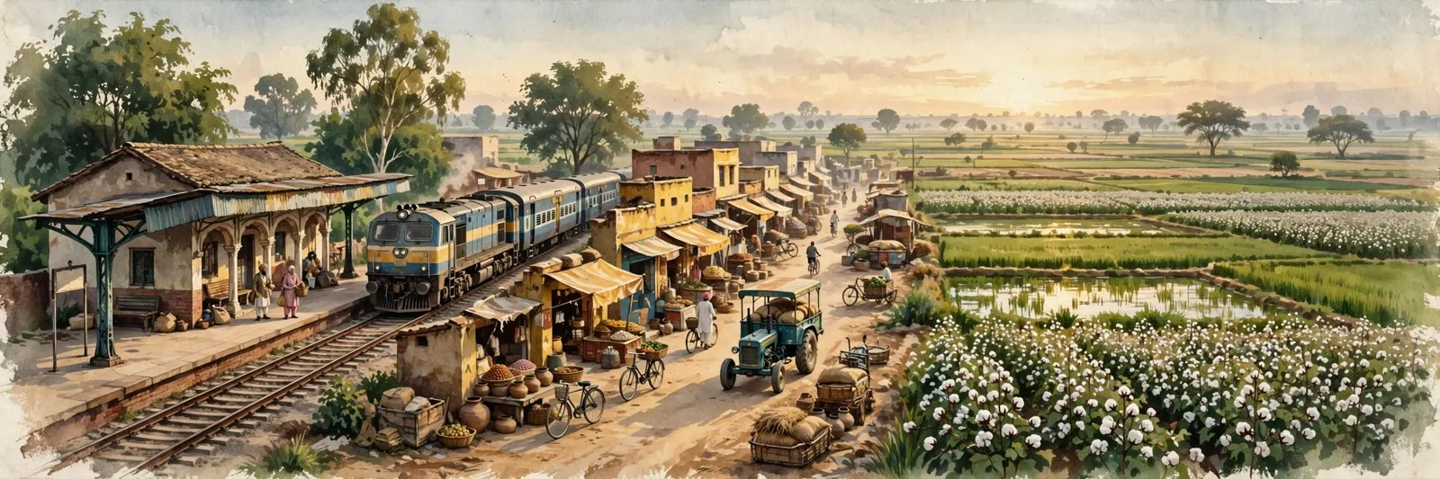 Gidderbaha station and bazaar, illustration