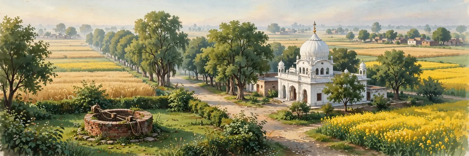 Gurdwara and old well at Bhagta Bhai Ka, illustration