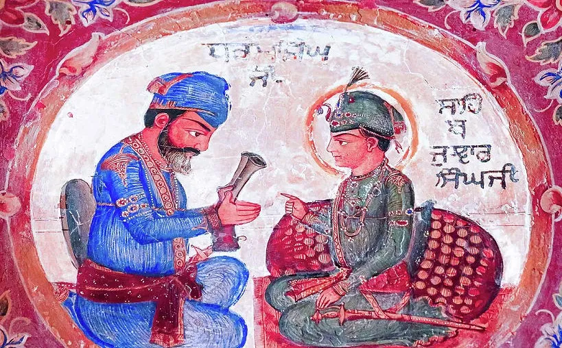 Fresco of Sahibzada Jujhar Singh Ji from Gurdwara Baba Atal Rai