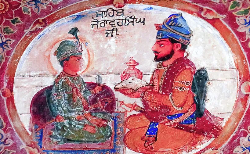 Fresco of Sahibzada Zorawar Singh Ji from Gurdwara Baba Atal Rai