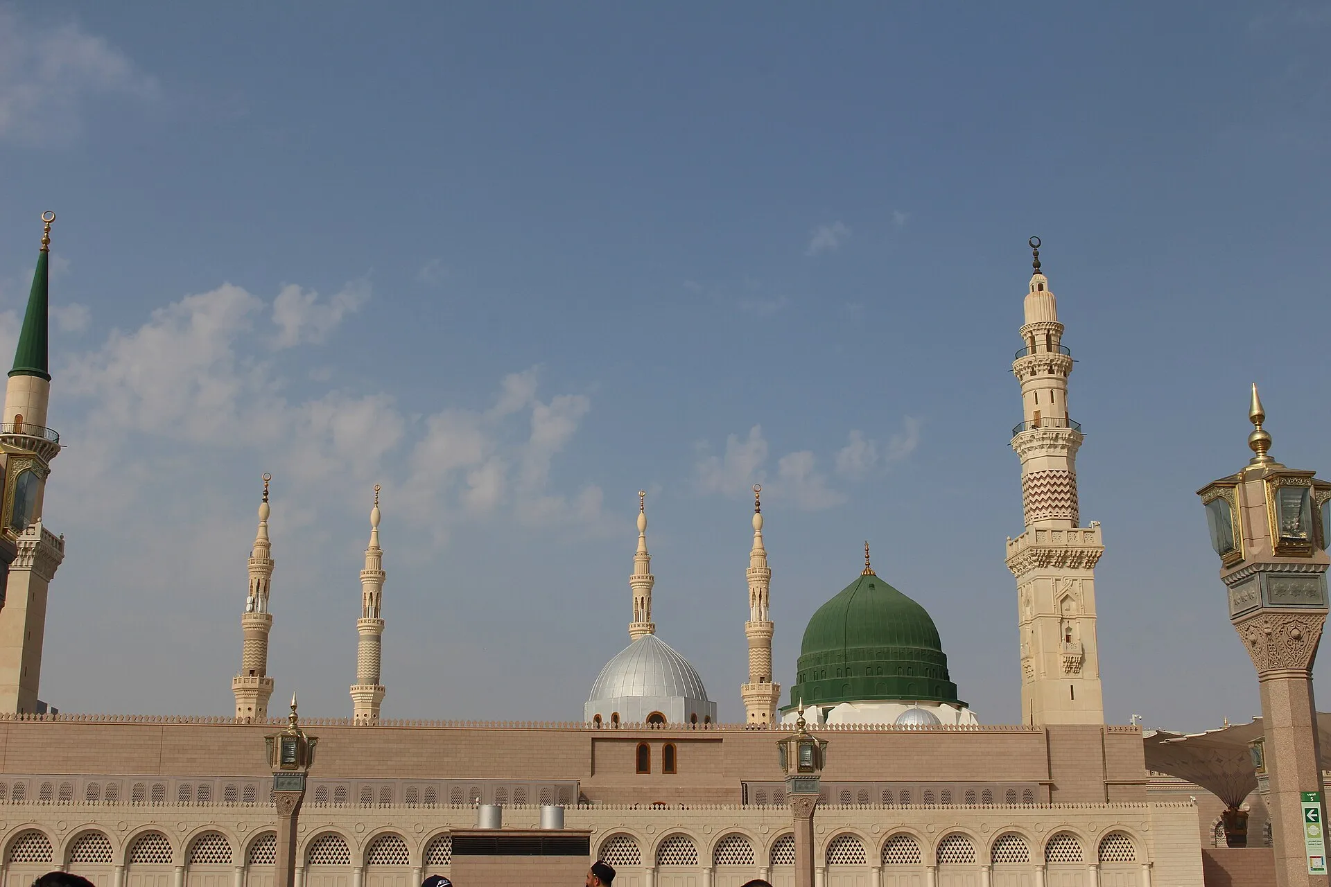 The Green Dome and minarets of the Prophet's Mosque in Medina