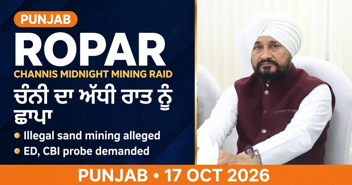 AI-generated editorial design for Jugti, incorporating original photograph of Charanjit Singh Channi by Wikiravidas (CC0)
