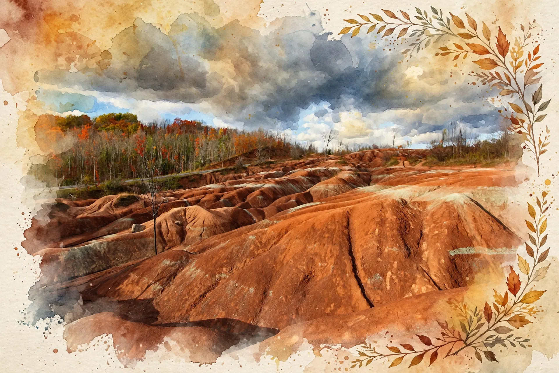 Cheltenham Badlands, the red shale hills in Caledon, Ontario