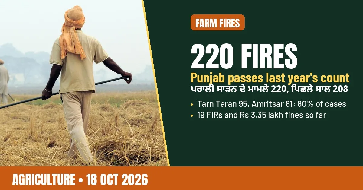 Breaking-news poster: Punjab farm fires reach 220, above last year's count