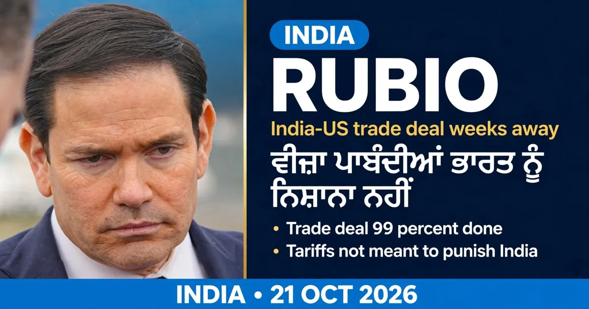AI-generated editorial design for Jugti, incorporating original photograph of Marco Rubio by Freddie Everett, U.S. Department of State (public domain)