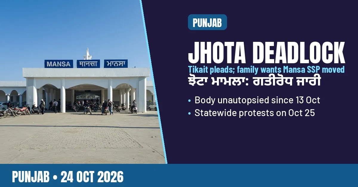 Breaking-news poster: Jhota case deadlock in Mansa