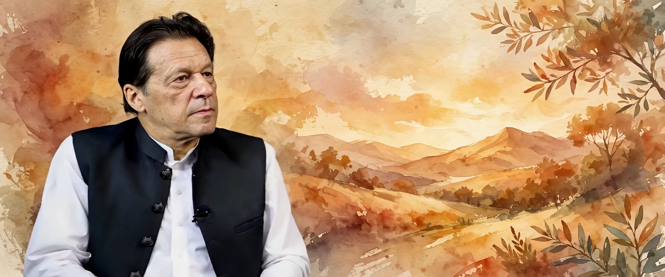 AI-generated editorial design for Jugti, incorporating original photograph of Imran Khan by VOA Urdu (public domain)