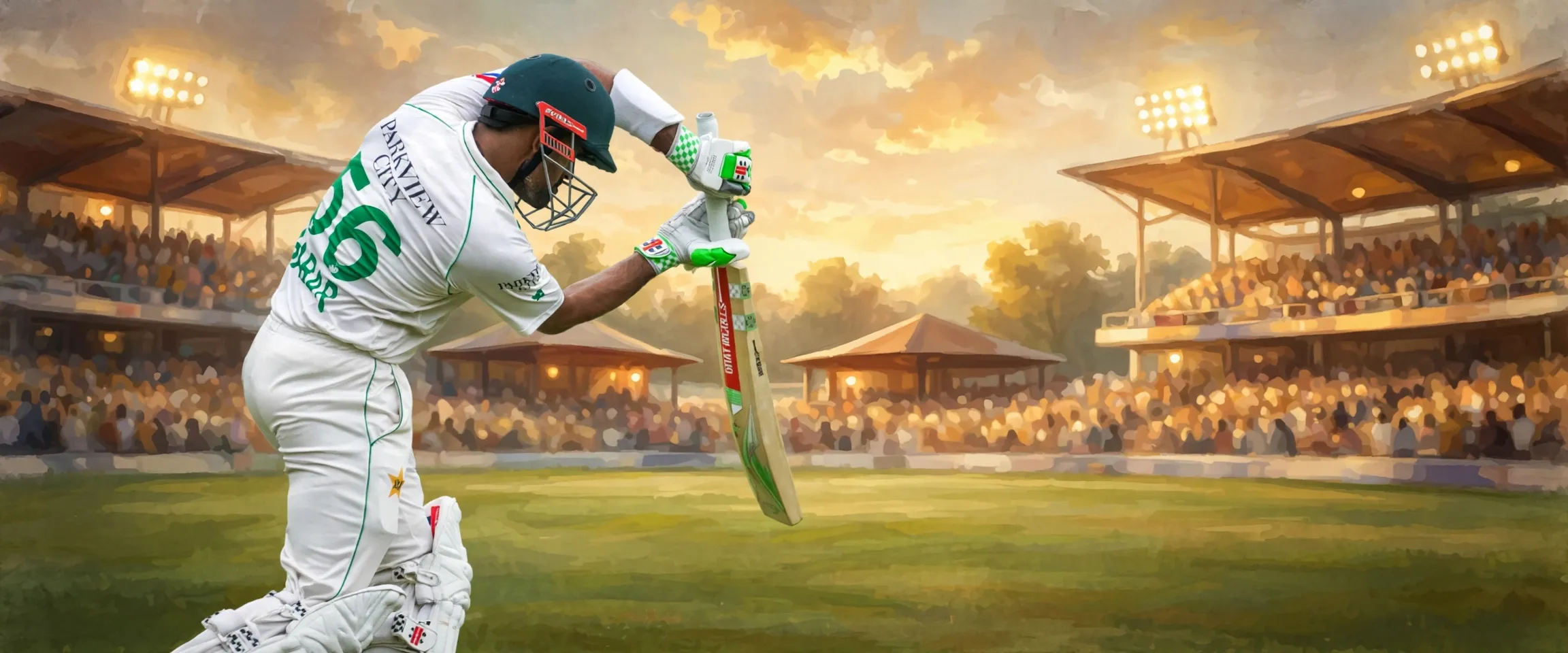 AI-generated editorial design for Jugti, incorporating original photograph of Babar Azam by Nazly Ahmed (CC BY-SA 4.0)