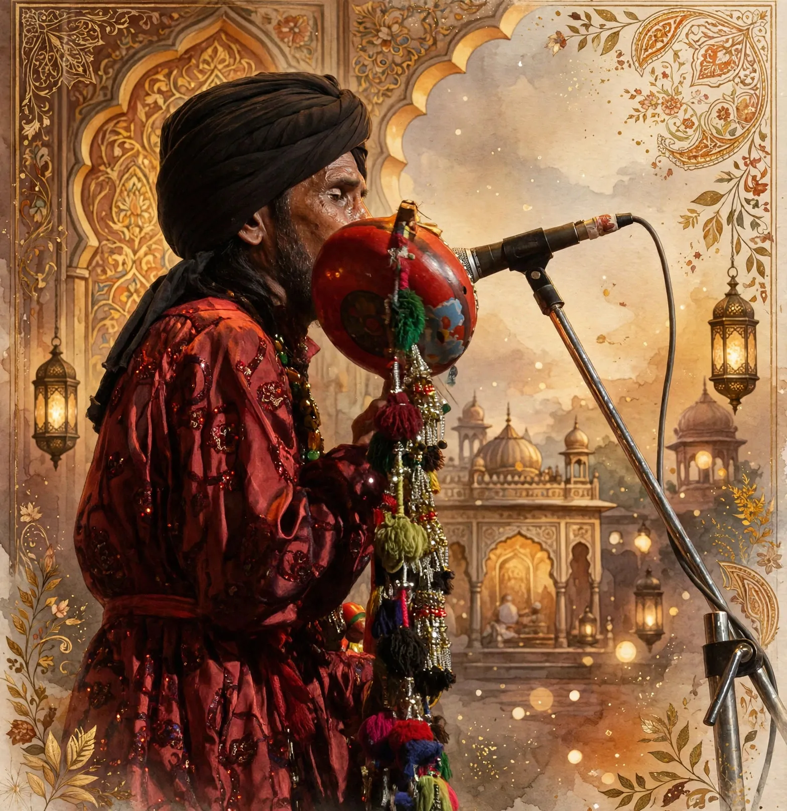 AI-generated editorial design for Jugti, incorporating original photograph of Sain Zahoor by Mukerjee (CC BY-SA 2.5)