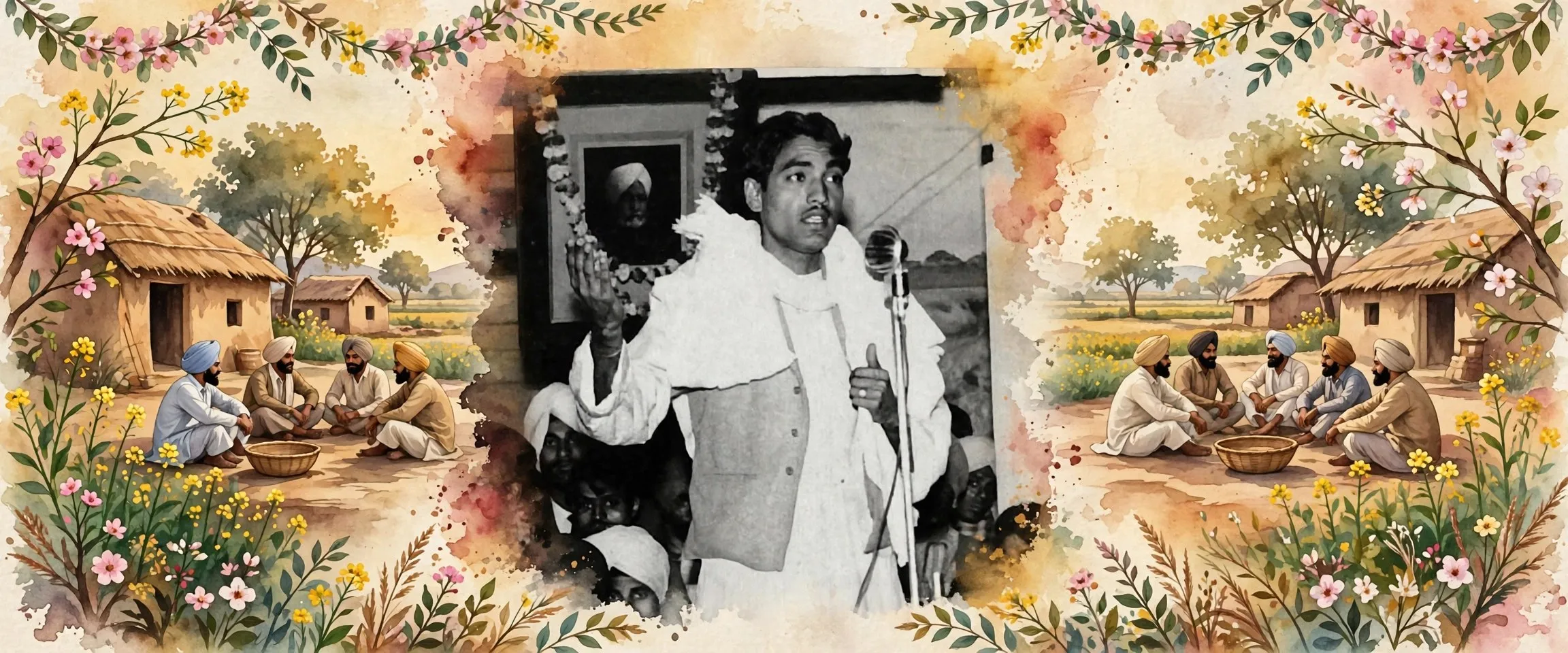 AI-generated editorial design for Jugti, incorporating original photograph of Shiv Kumar Batalvi by Amarjit Chandan (CC BY 4.0)