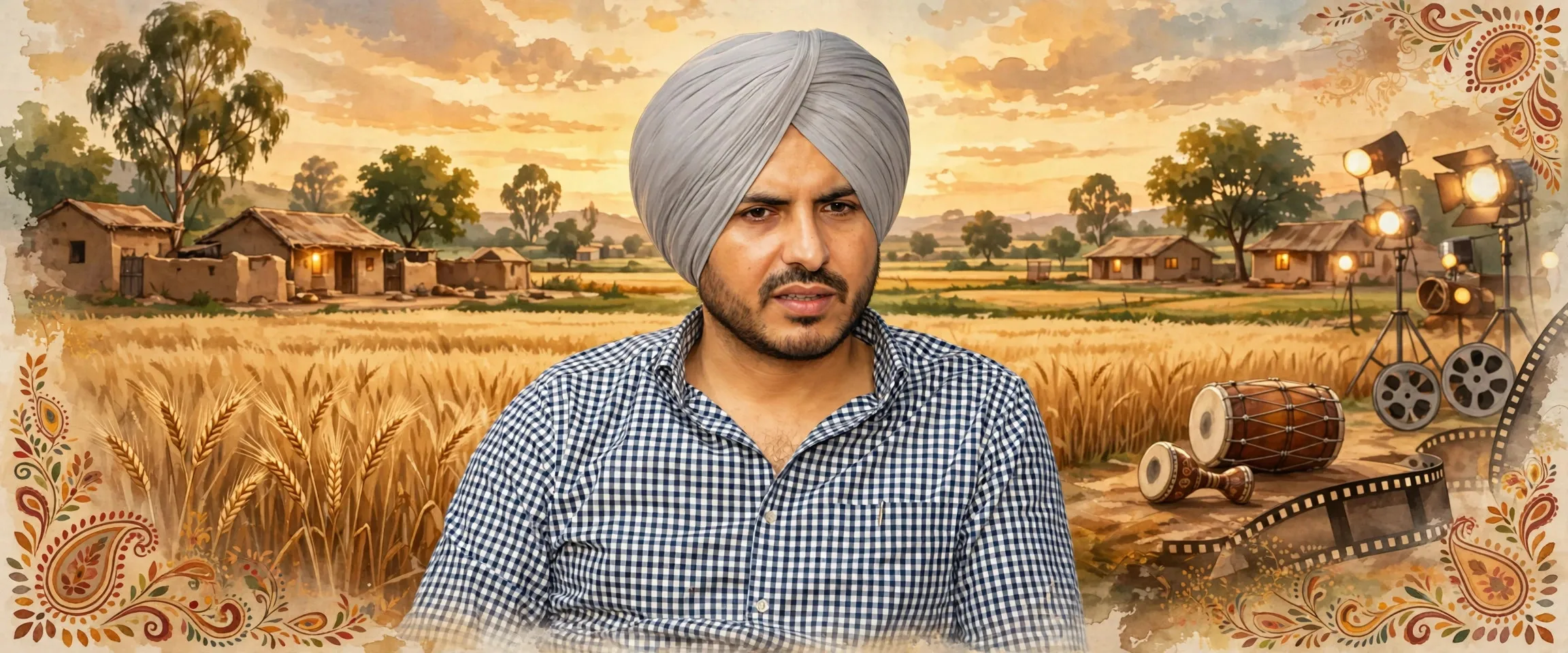 AI-generated editorial design for Jugti, incorporating original photograph of Jass Bajwa by News18 Punjab (CC BY 3.0)