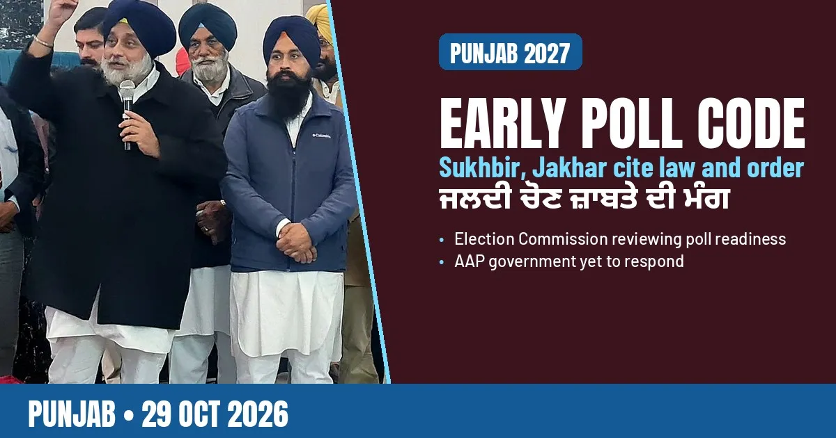 AI-generated editorial design for Jugti with a photograph of Sukhbir Singh Badal